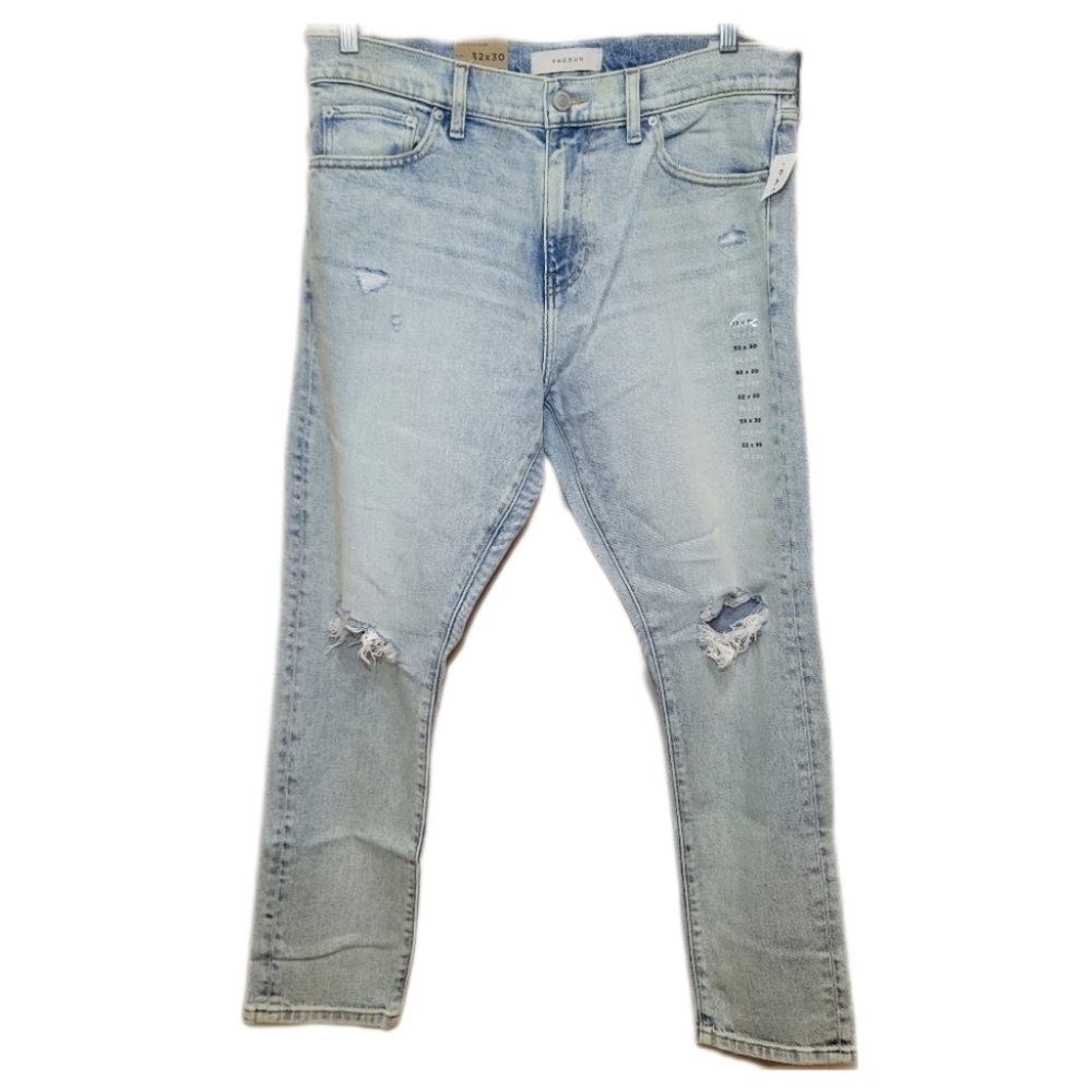 Pacsun Althletic Slim Ripped Distressed Blue Jeans